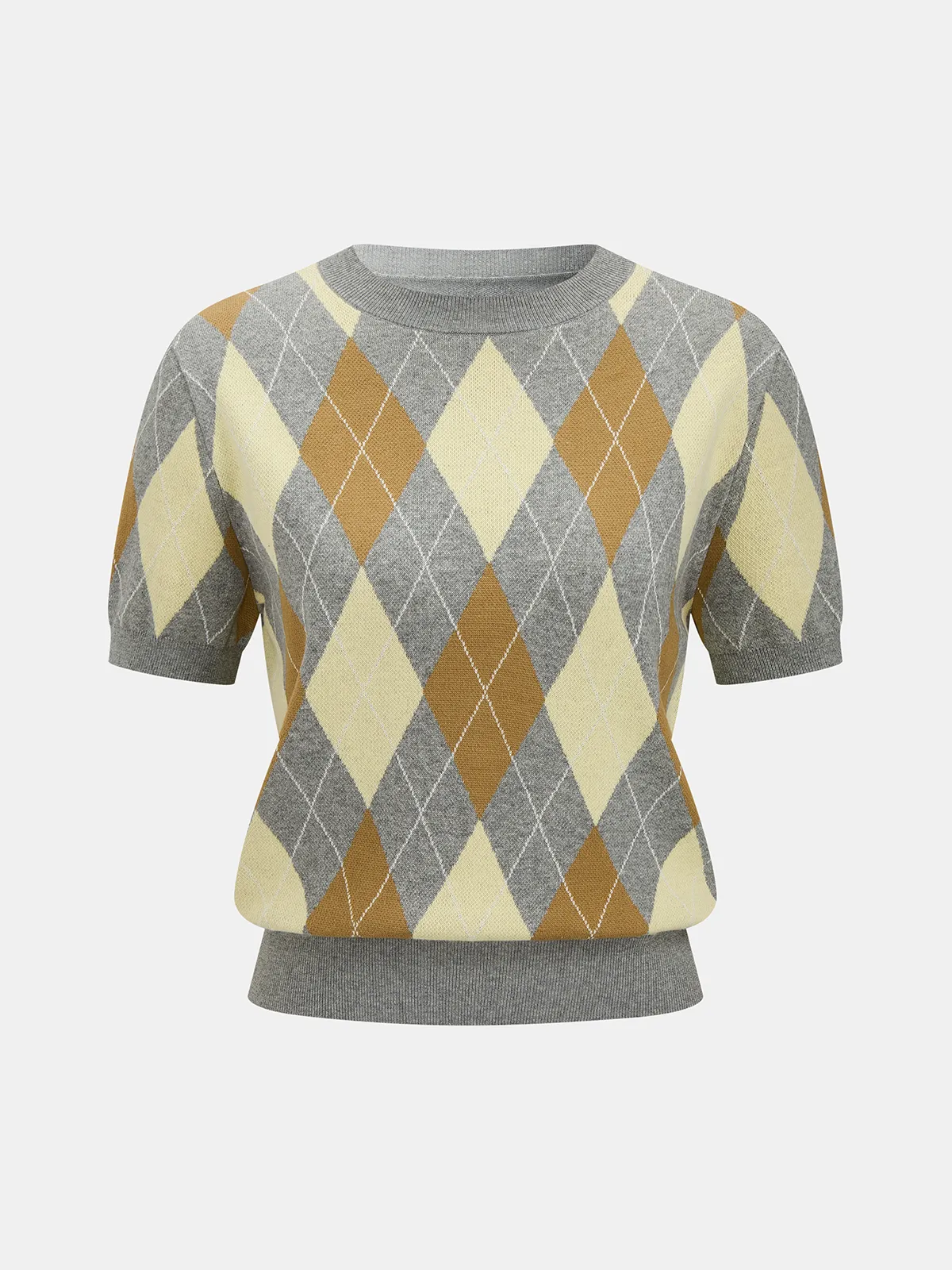Argyle Short Sleeve Knit Sweater sold by COMMENSE product image thumbnail 2