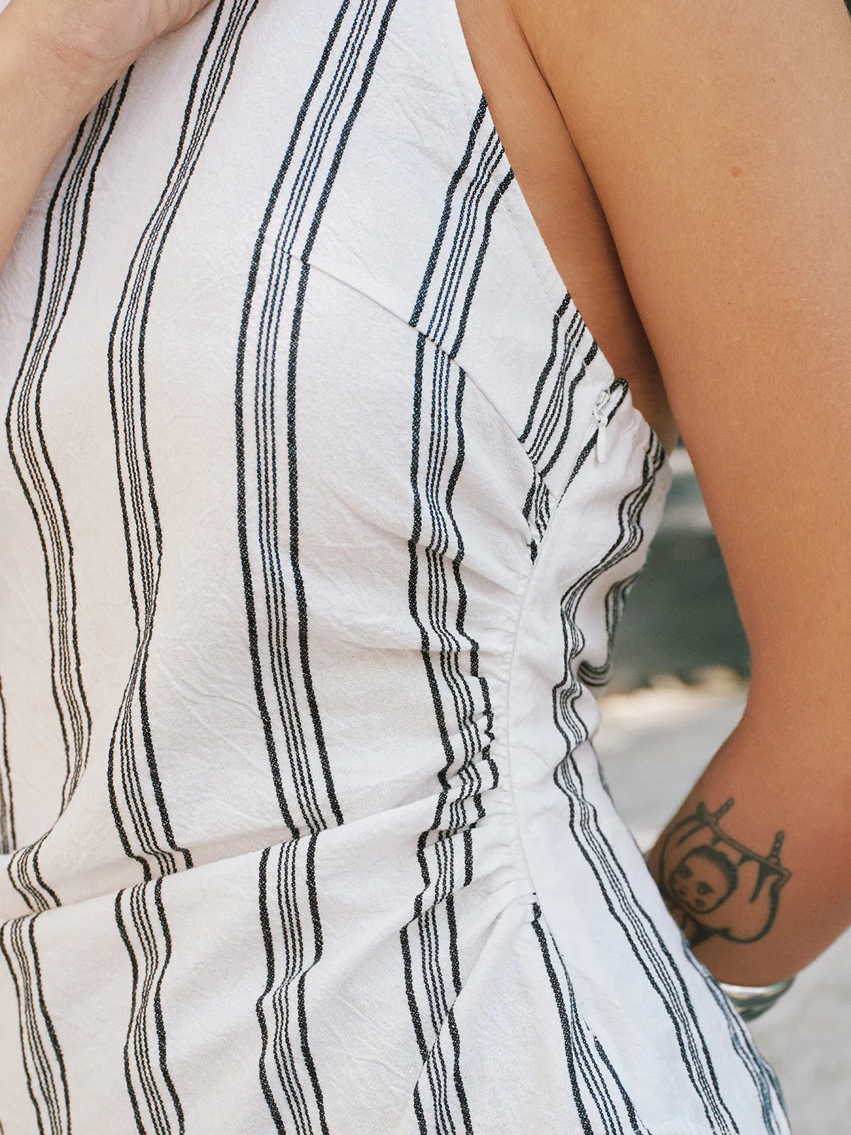 Cotton Striped Asymmetrical Halter Top sold by COMMENSE product image thumbnail 5