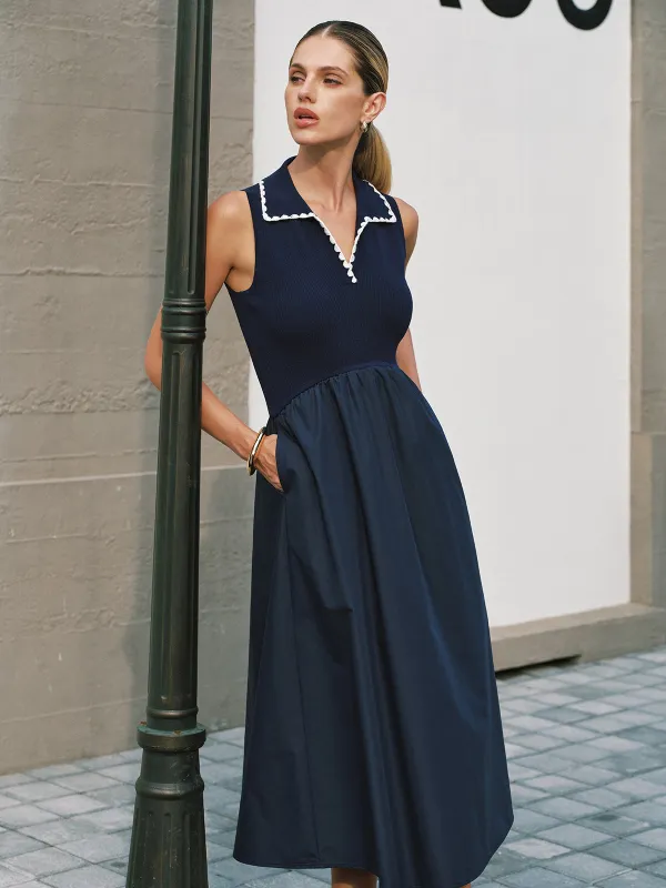 Sleeveless Collared Pocketed Maxi Dress made by COMMENSE