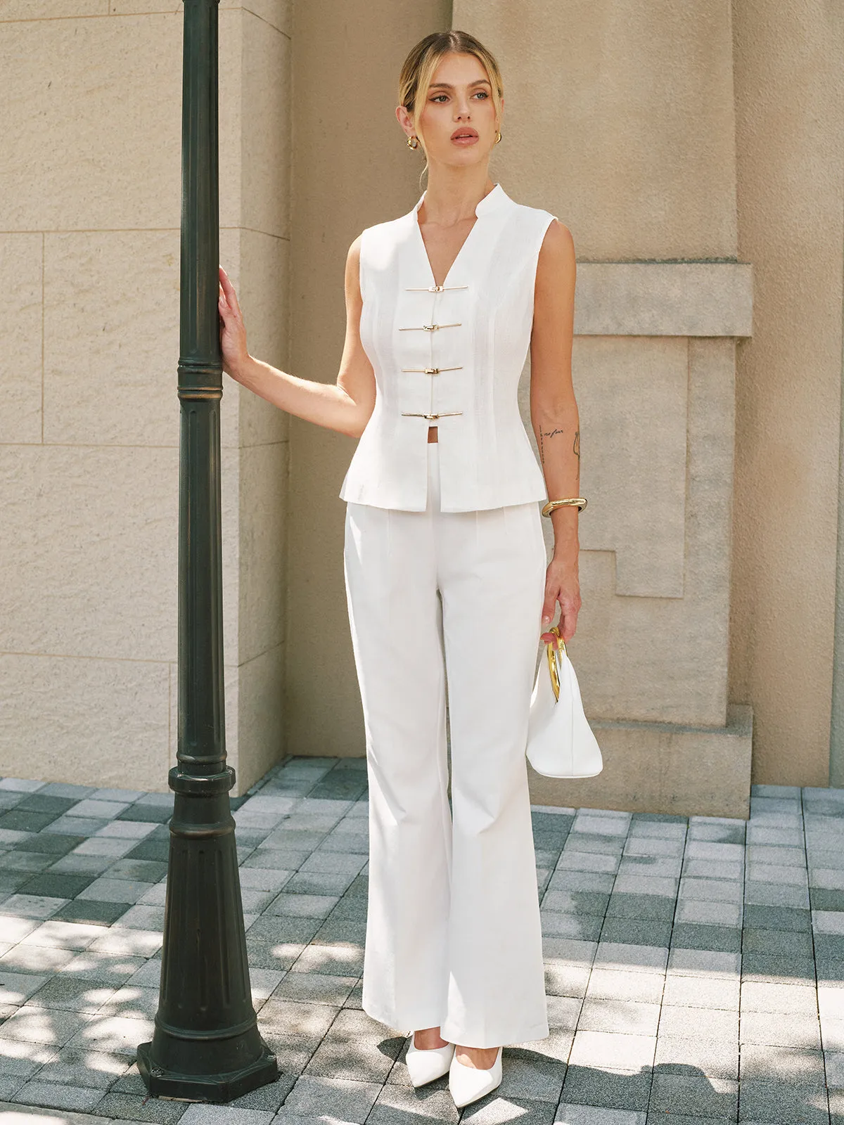 Tencel Linen Blend Stand Collar Vest sold by COMMENSE product image thumbnail 4