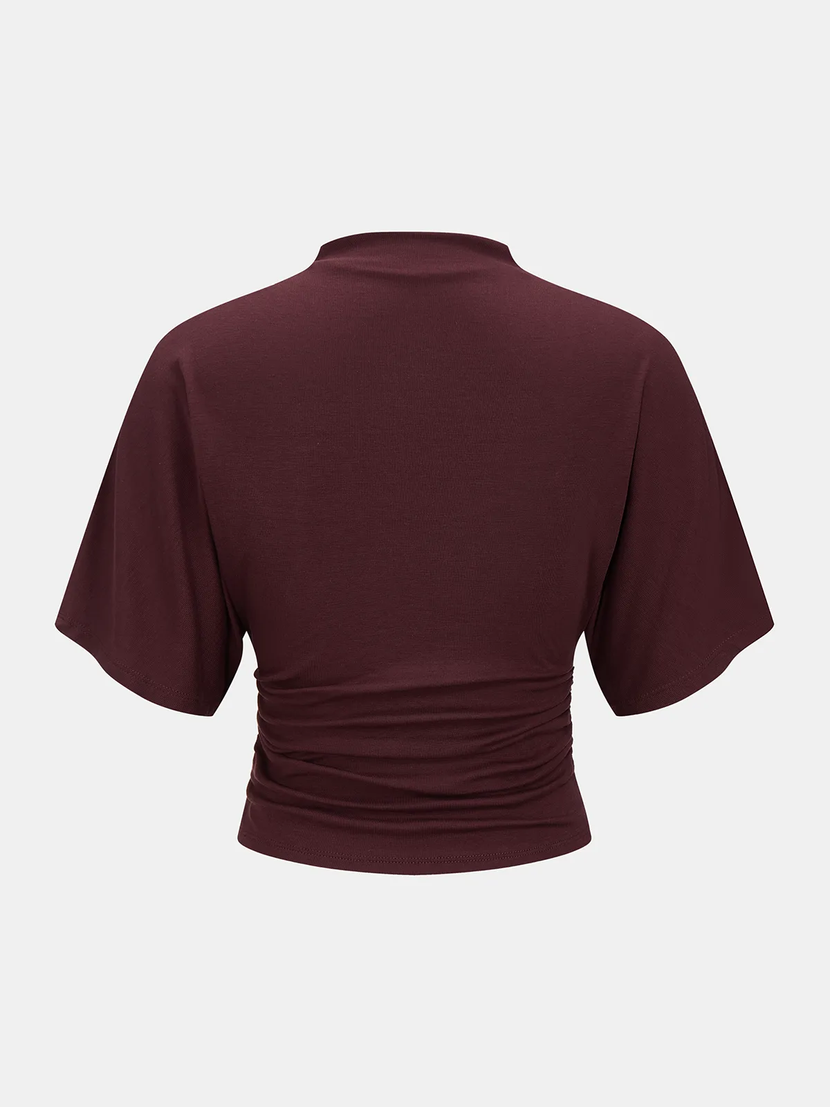 Mock Neck Ruched Half-Sleeve Top sold by COMMENSE product image thumbnail 3