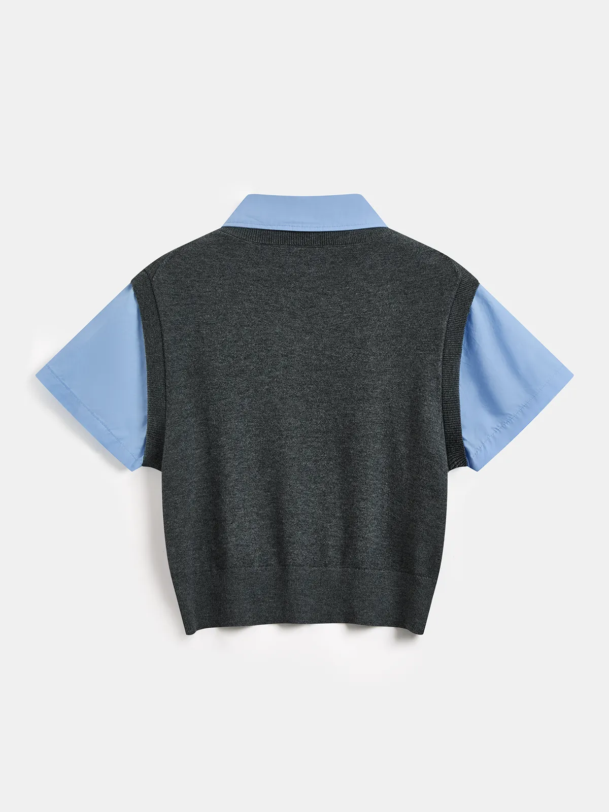 2-in-1 Wool Blend Patchwork Knit Top sold by COMMENSE product image thumbnail 4