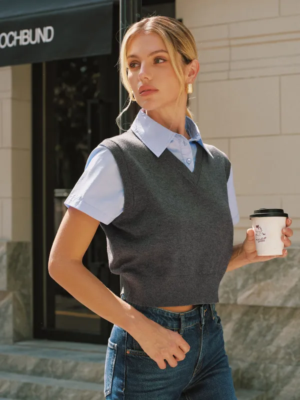 2-in-1 Wool Blend Patchwork Knit Top made by COMMENSE