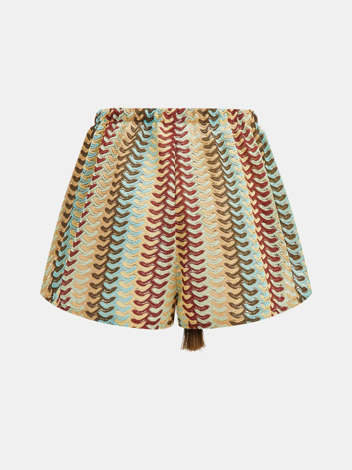 Tassel Drawstring Multicolor Chevron Shorts sold by COMMENSE product image thumbnail 2