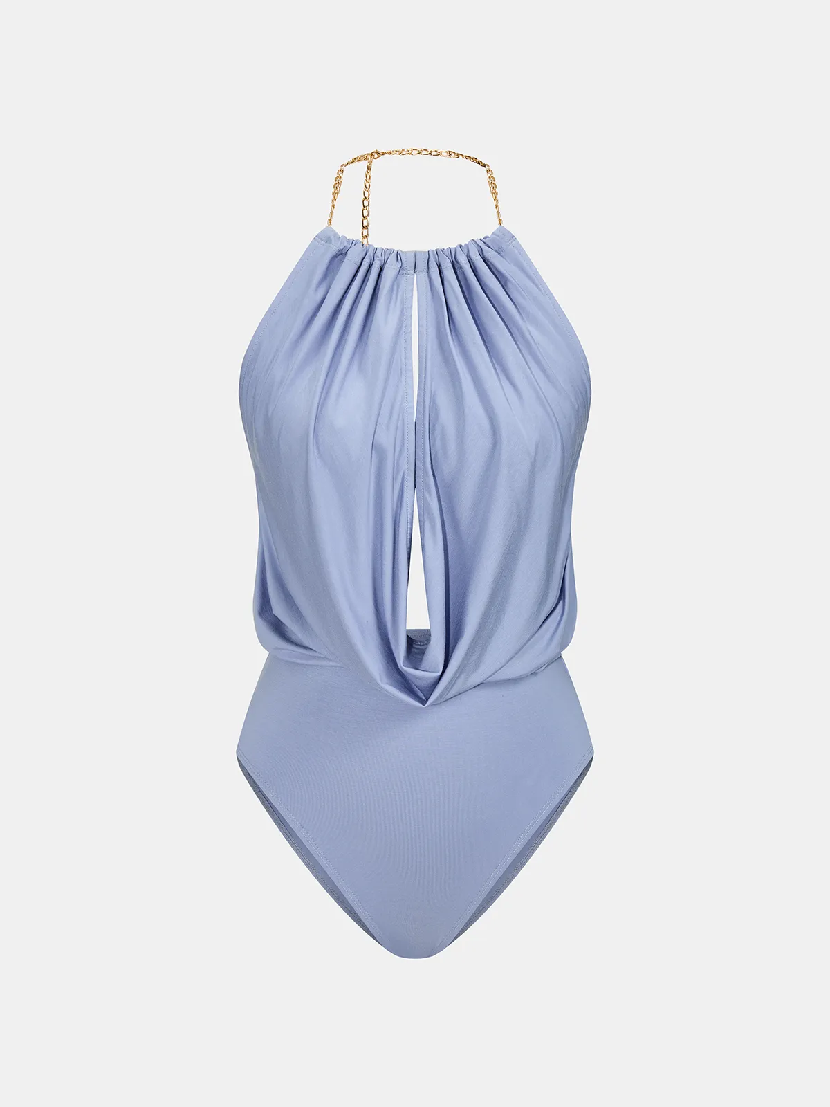 Chain Halter Bodysuit & High-Waisted Palazzo Pants Set sold by COMMENSE product image thumbnail 3