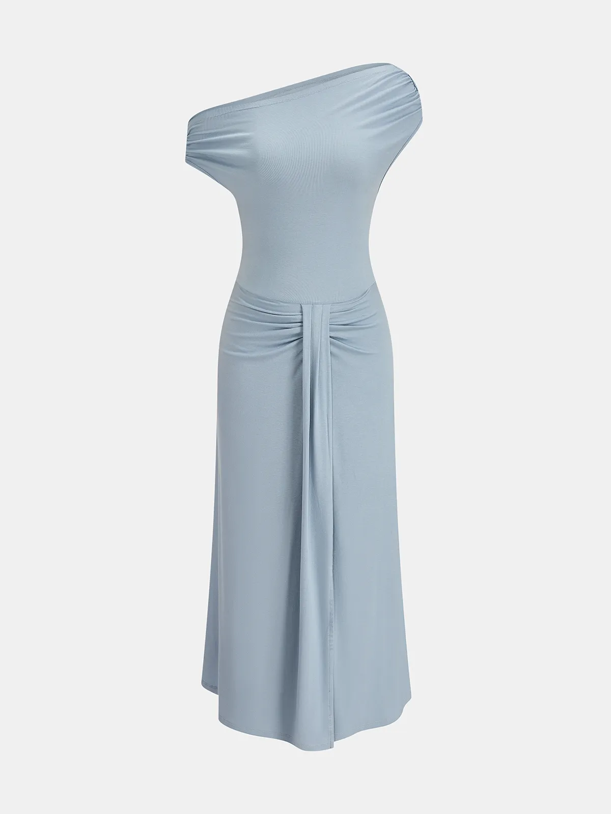 Off Shoulder Draped Waist Midi Dress sold by COMMENSE