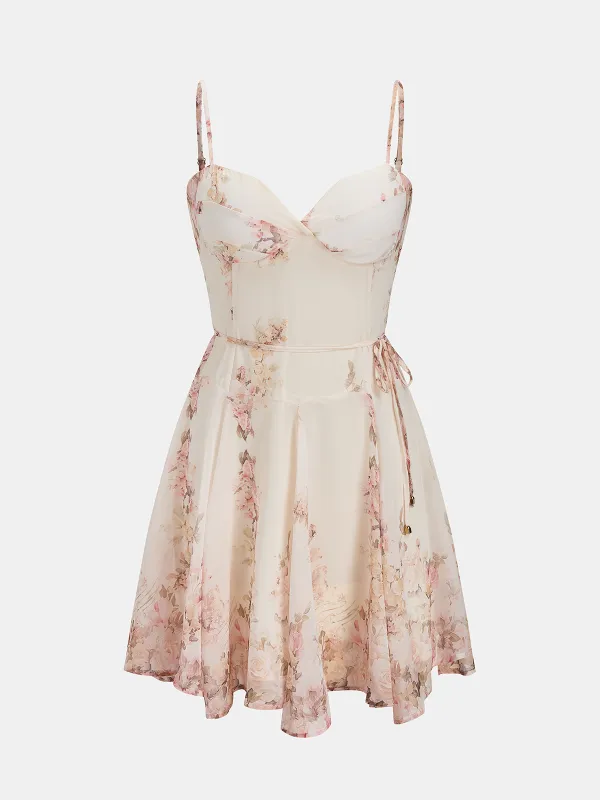 Floral Print Tie Waist Cami Mini Dress made by COMMENSE
