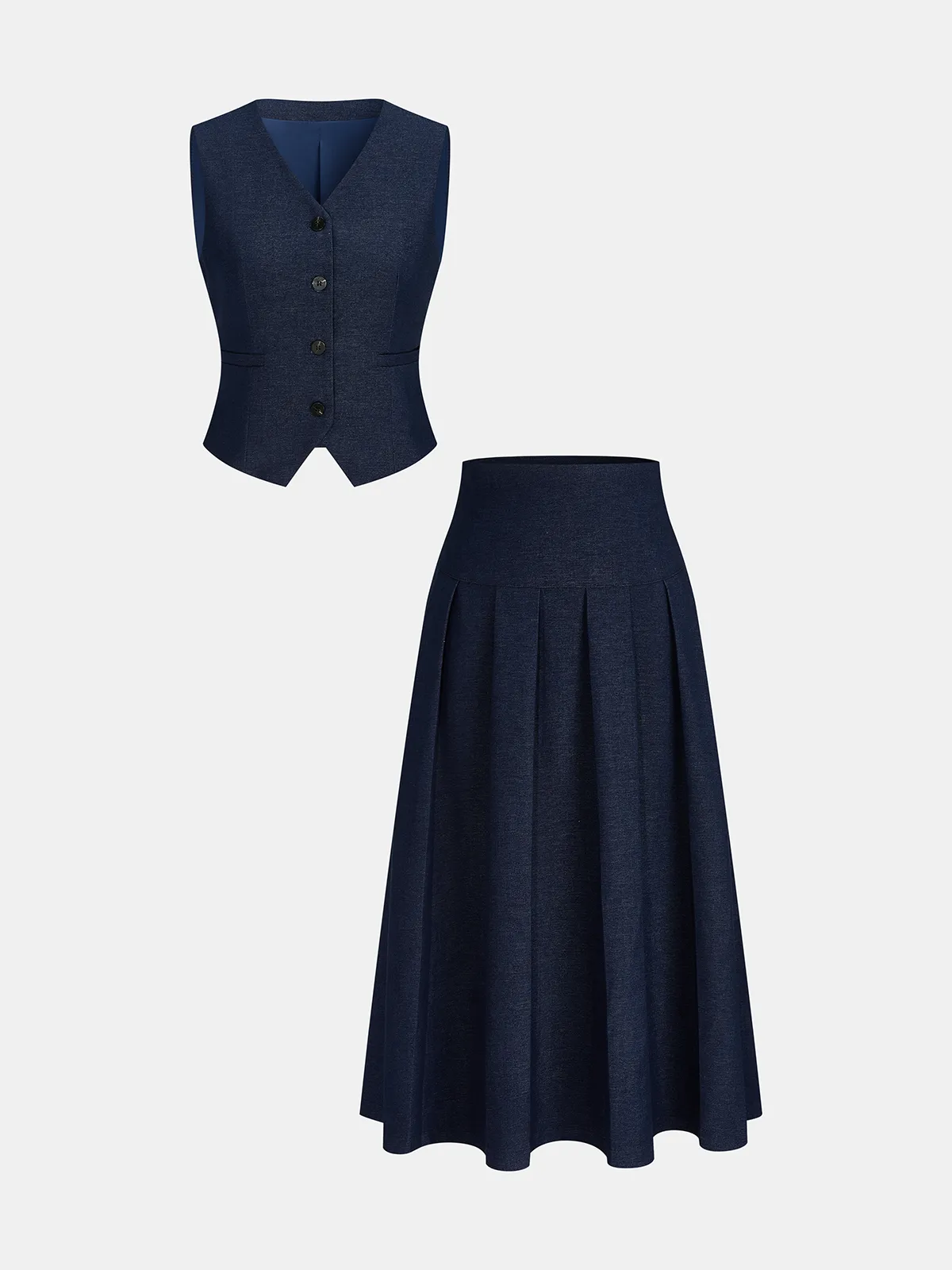 Faux Denim Tailored Vest sold by COMMENSE