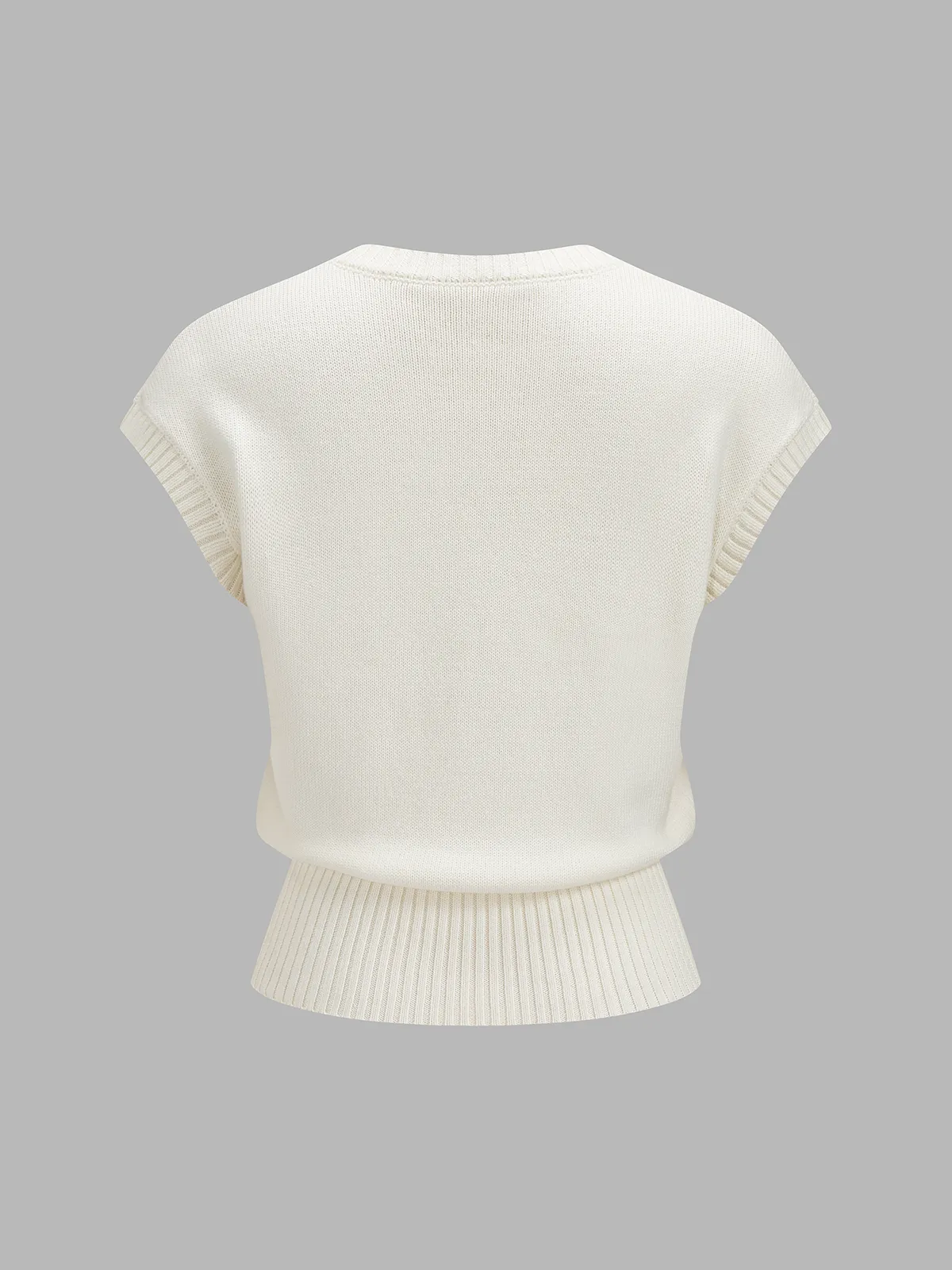 Floral Pattern Round Neck Knit Vest sold by COMMENSE product image thumbnail 2