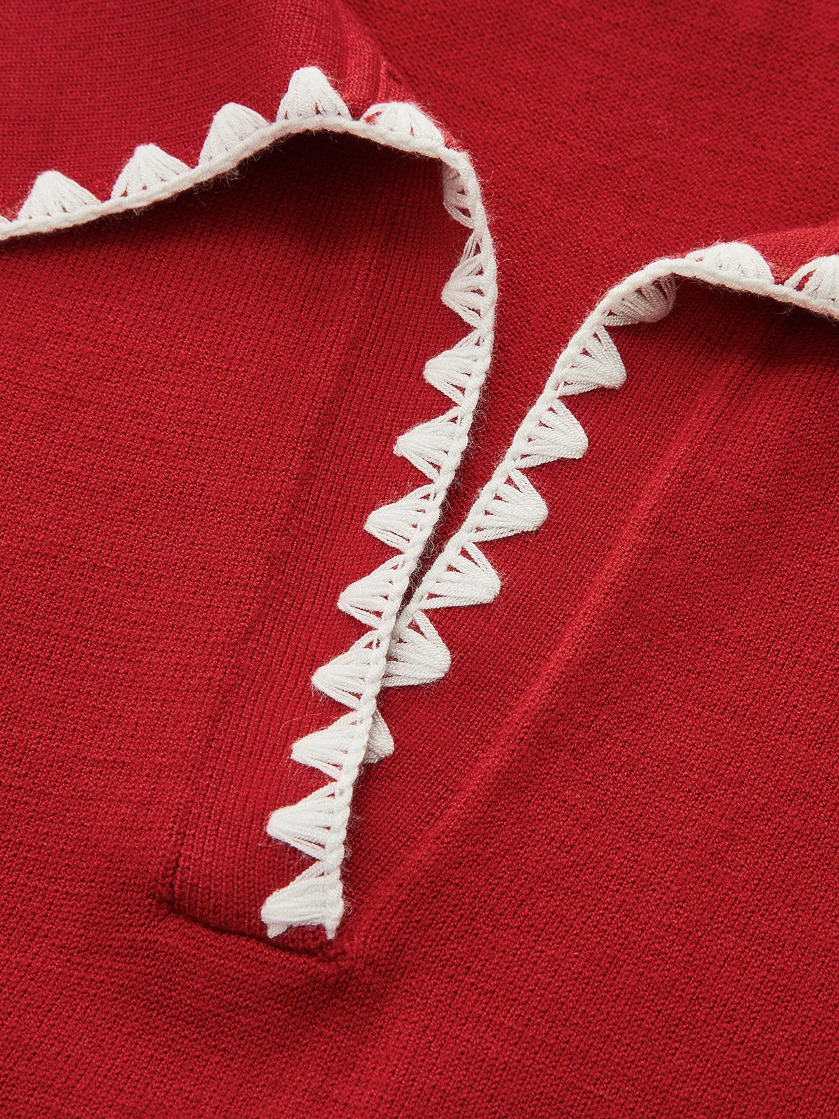 Scallop Trim Collared Short Sleeve Knit Top sold by COMMENSE product image thumbnail 3