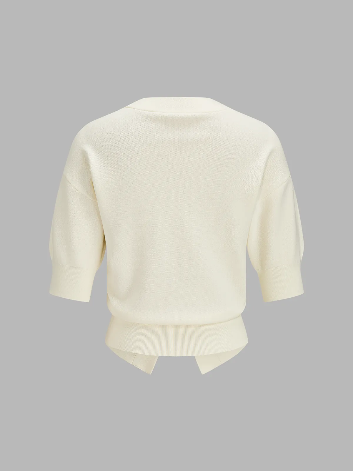 Decorative Sun Button Short Sleeve Knit Cardigan sold by COMMENSE product image thumbnail 2