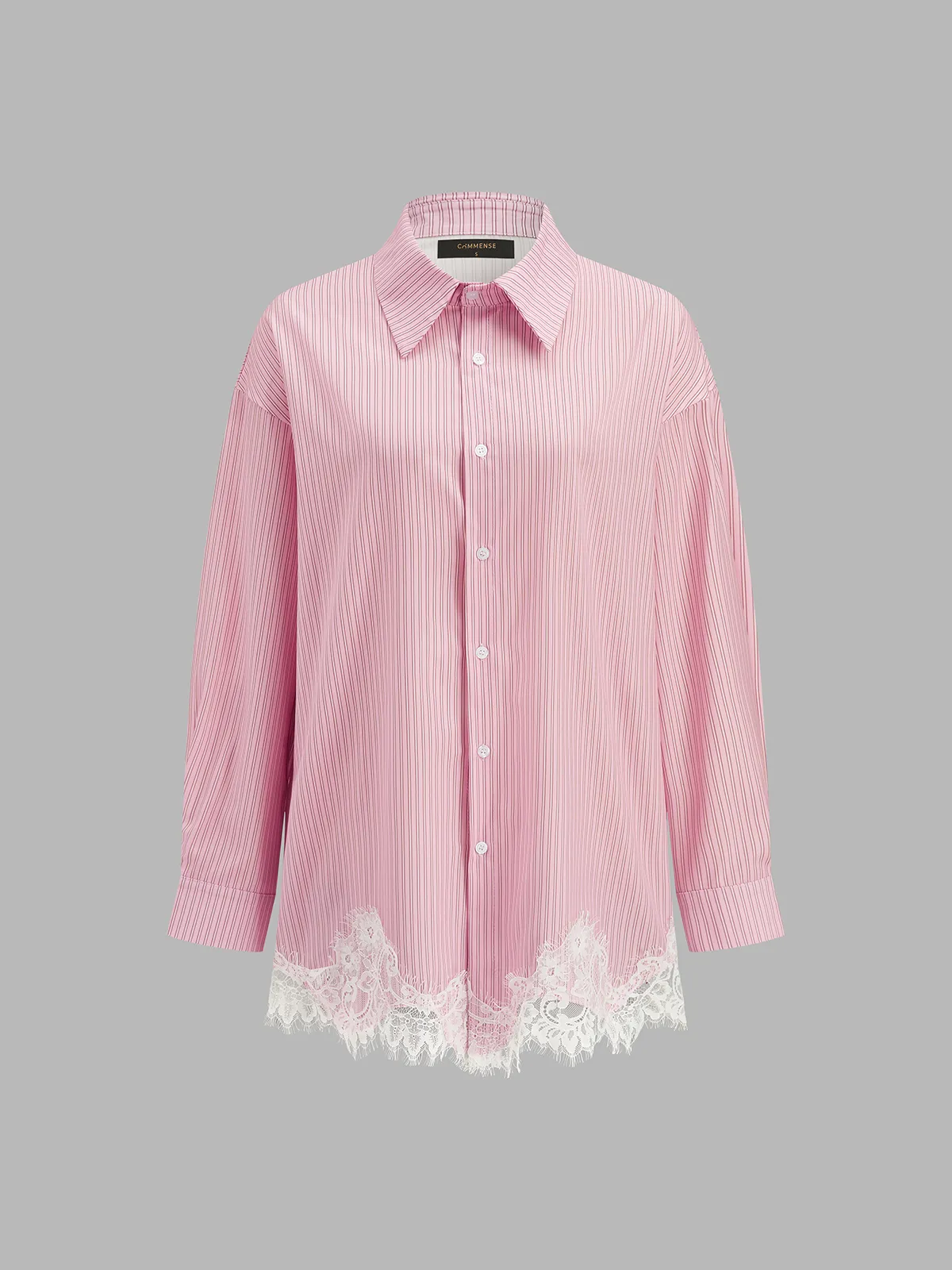 Lace Trim Striped Shirt & Shorts Set sold by COMMENSE product image thumbnail 4