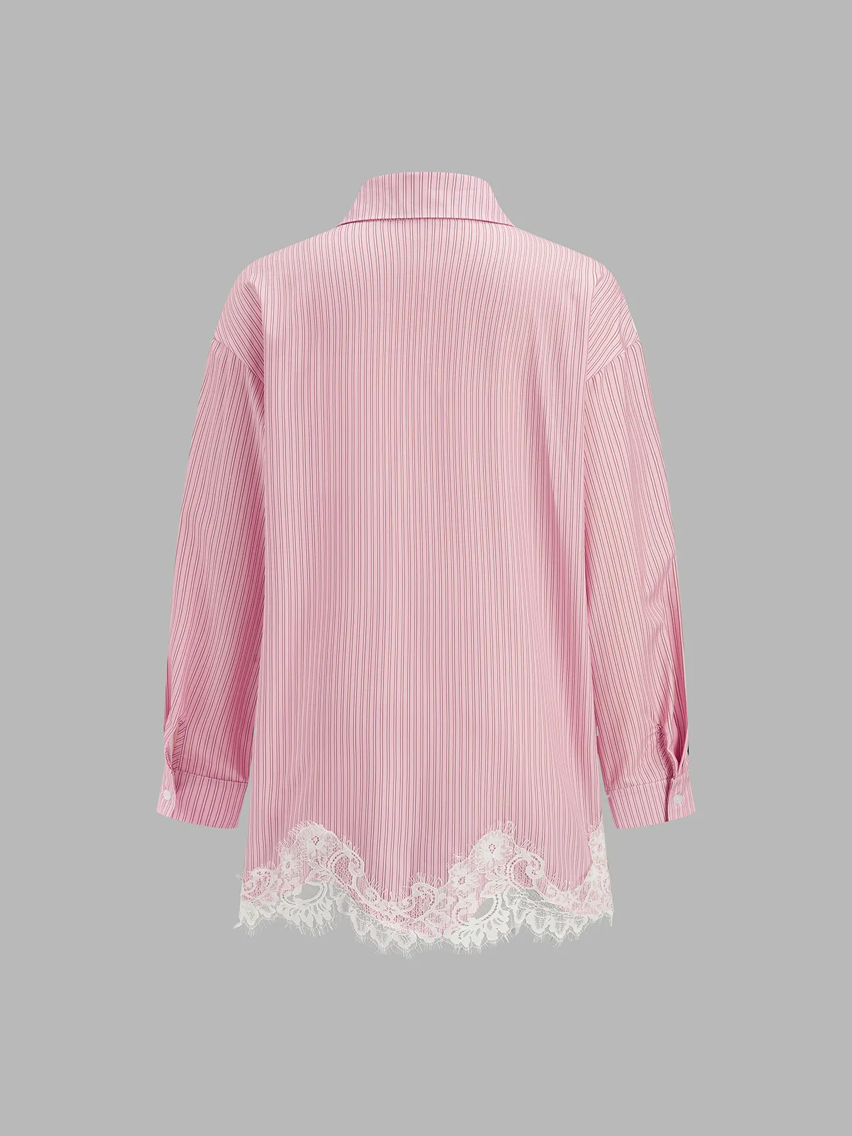 Lace Trim Striped Shirt & Shorts Set sold by COMMENSE product image thumbnail 5