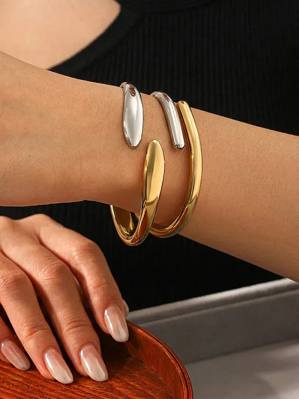 Spring Hinge Two-Tone Cuff Bangle made by COMMENSE