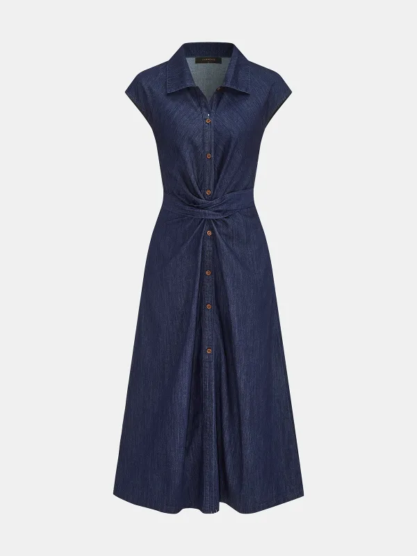 Twisted Waist Midi Shirt Dress made by COMMENSE