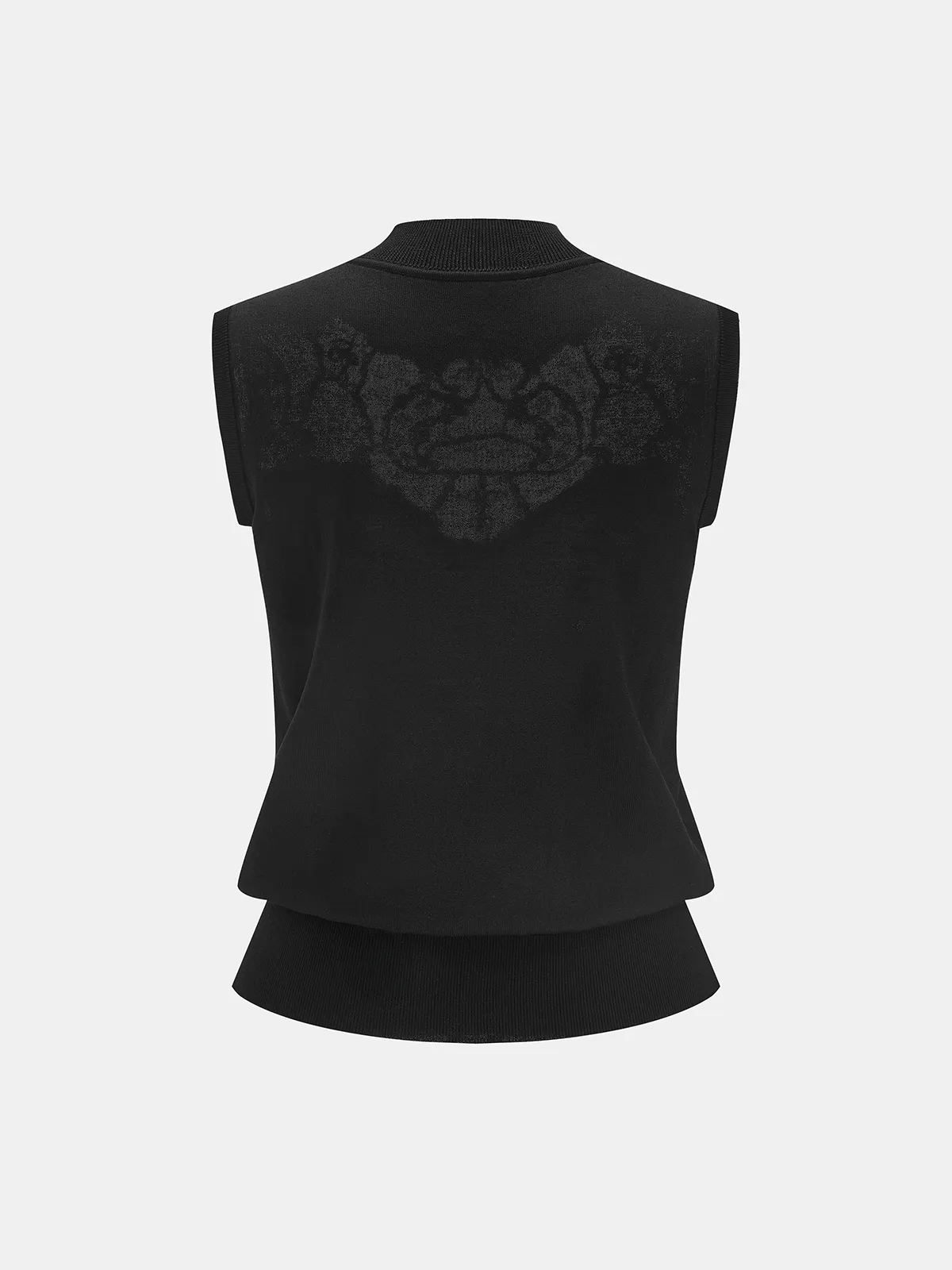 Lace Panel Mock Neck Knit Tank Top sold by COMMENSE product image thumbnail 4
