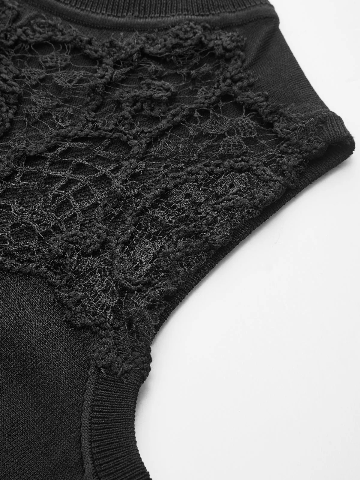 Lace Panel Mock Neck Knit Tank Top sold by COMMENSE product image thumbnail 5