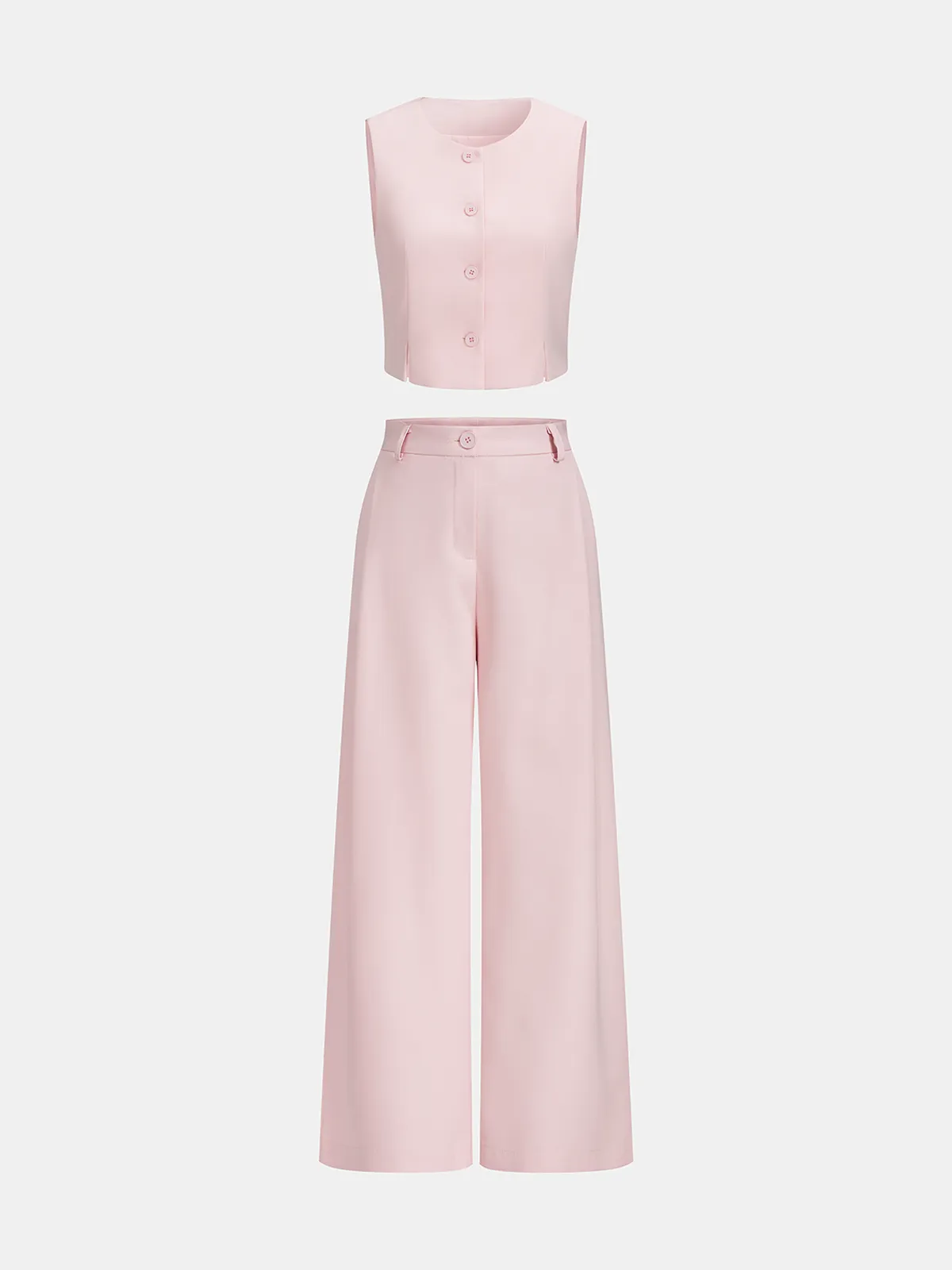 Tailored Crop Vest & Wide-Leg Pants Set sold by COMMENSE product image thumbnail 2