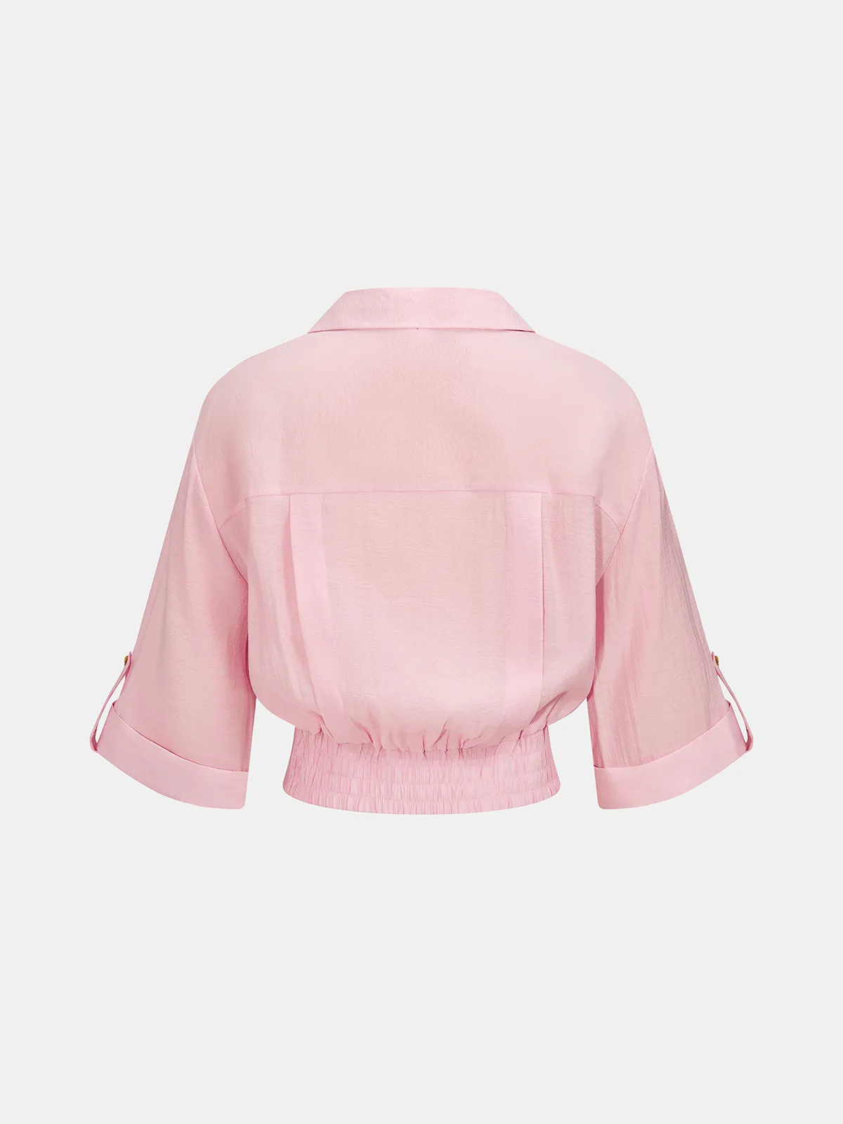 Cropped V Neck Button Front Blouse sold by COMMENSE product image thumbnail 2