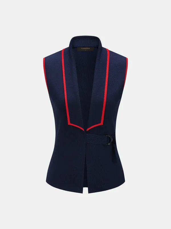 Buckle Detail Contrast Trim Knit Vest made by COMMENSE