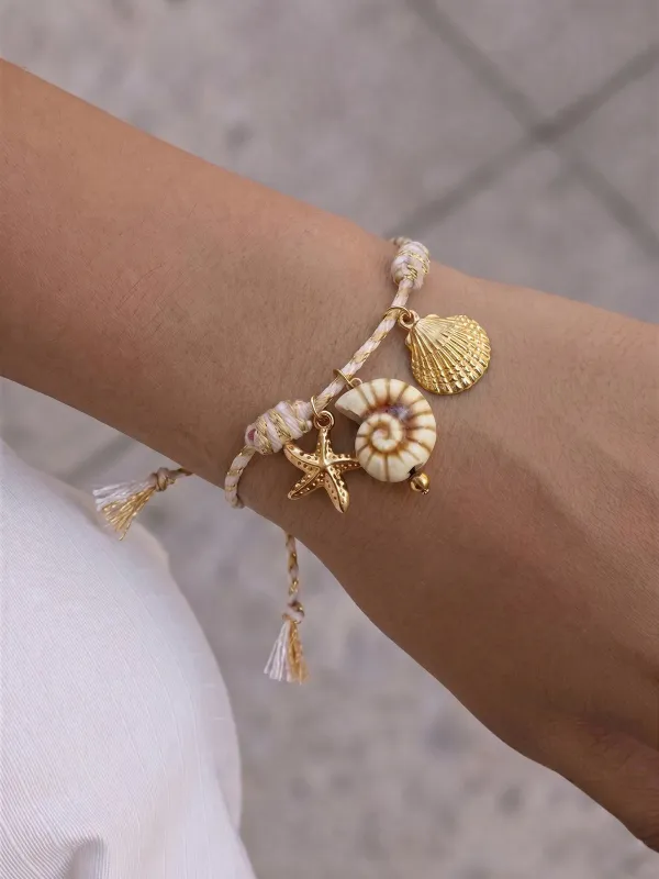 Ocean Starfish Shell Braided Bracelet made by COMMENSE