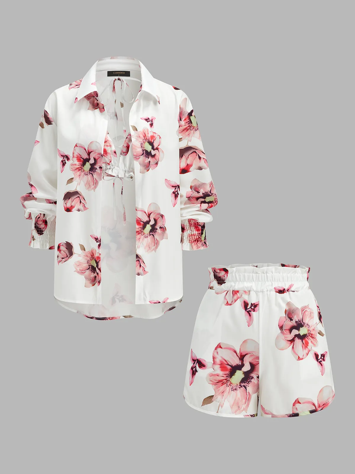 Floral Print Three-Piece Shorts Set sold by COMMENSE product image thumbnail 3