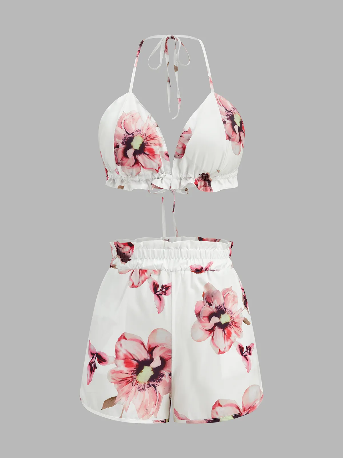 Floral Print Three-Piece Shorts Set sold by COMMENSE product image thumbnail 4
