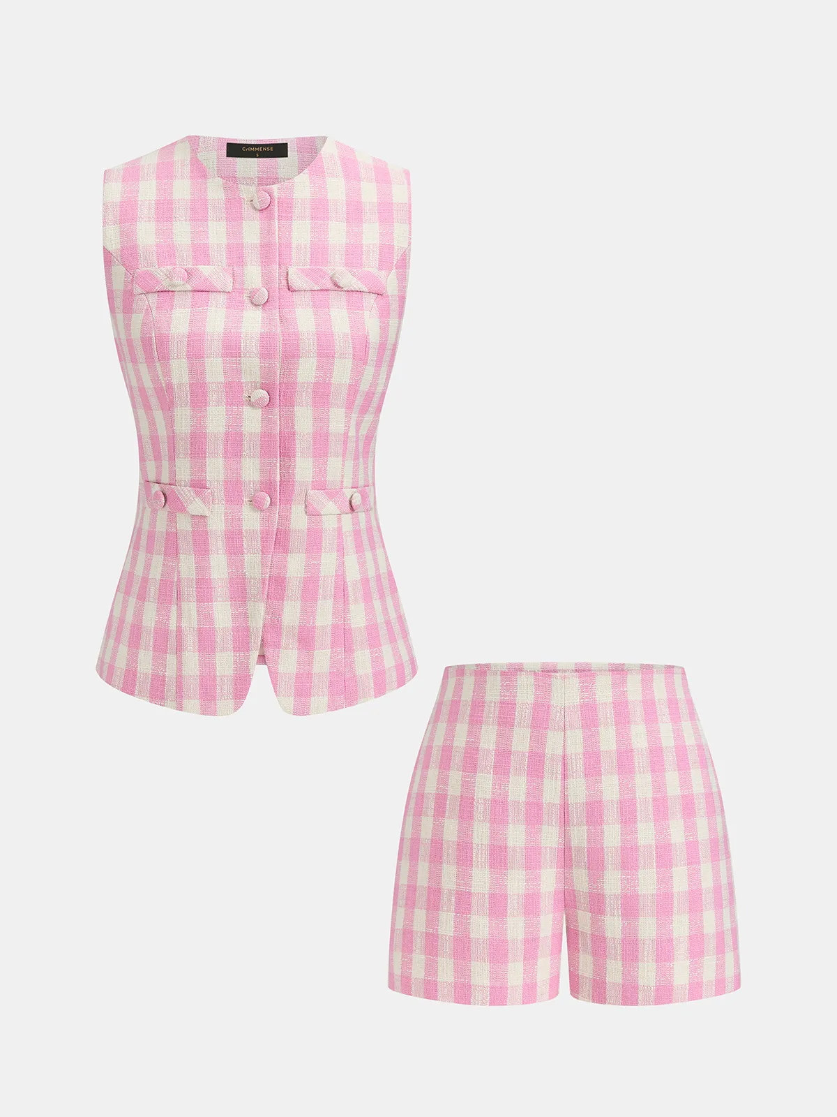 Gingham Sleeveless Vest & Shorts Set sold by COMMENSE product image thumbnail 2