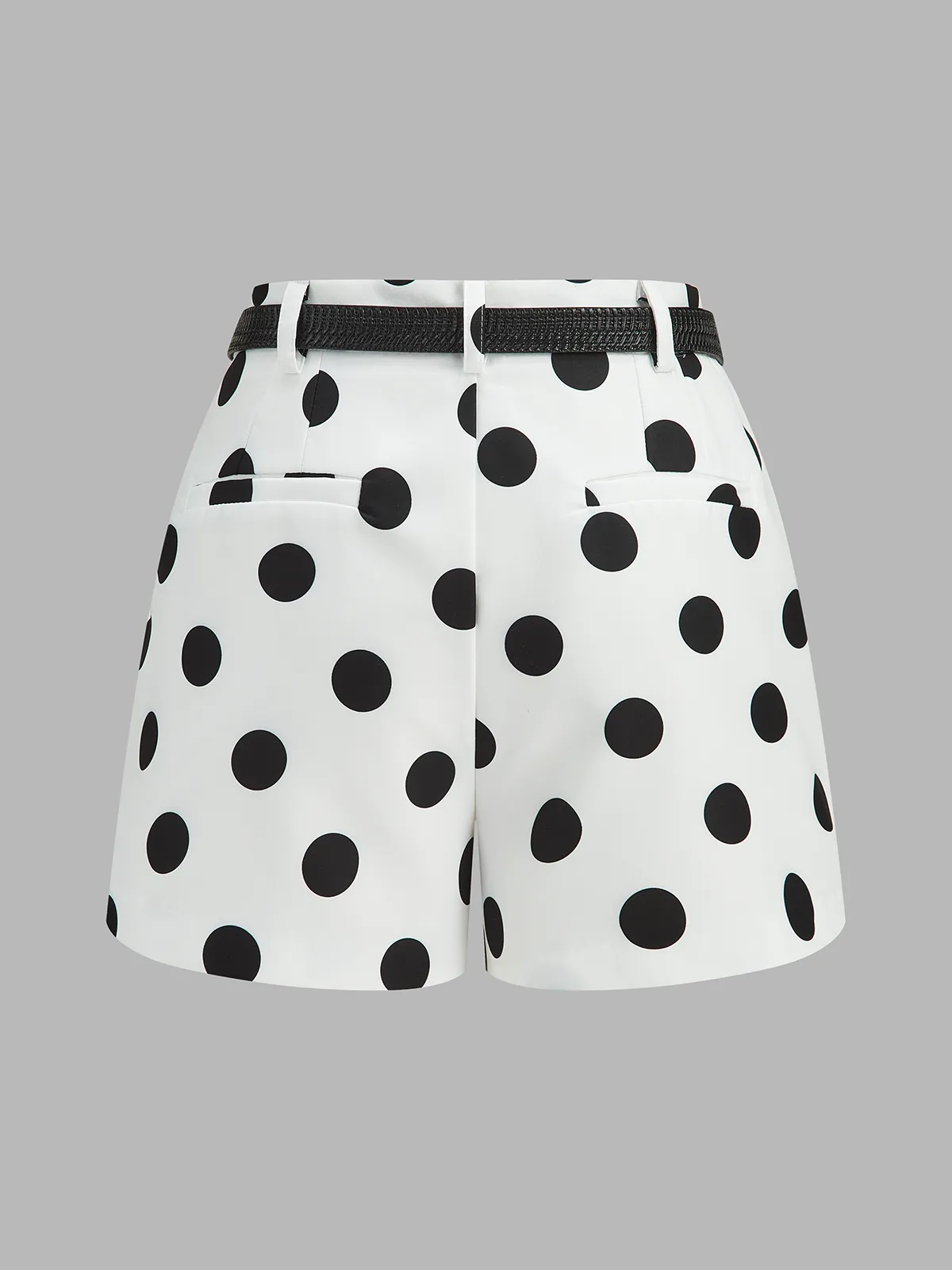 Belted Polka Dot Mid-Waist Shorts sold by COMMENSE product image thumbnail 2