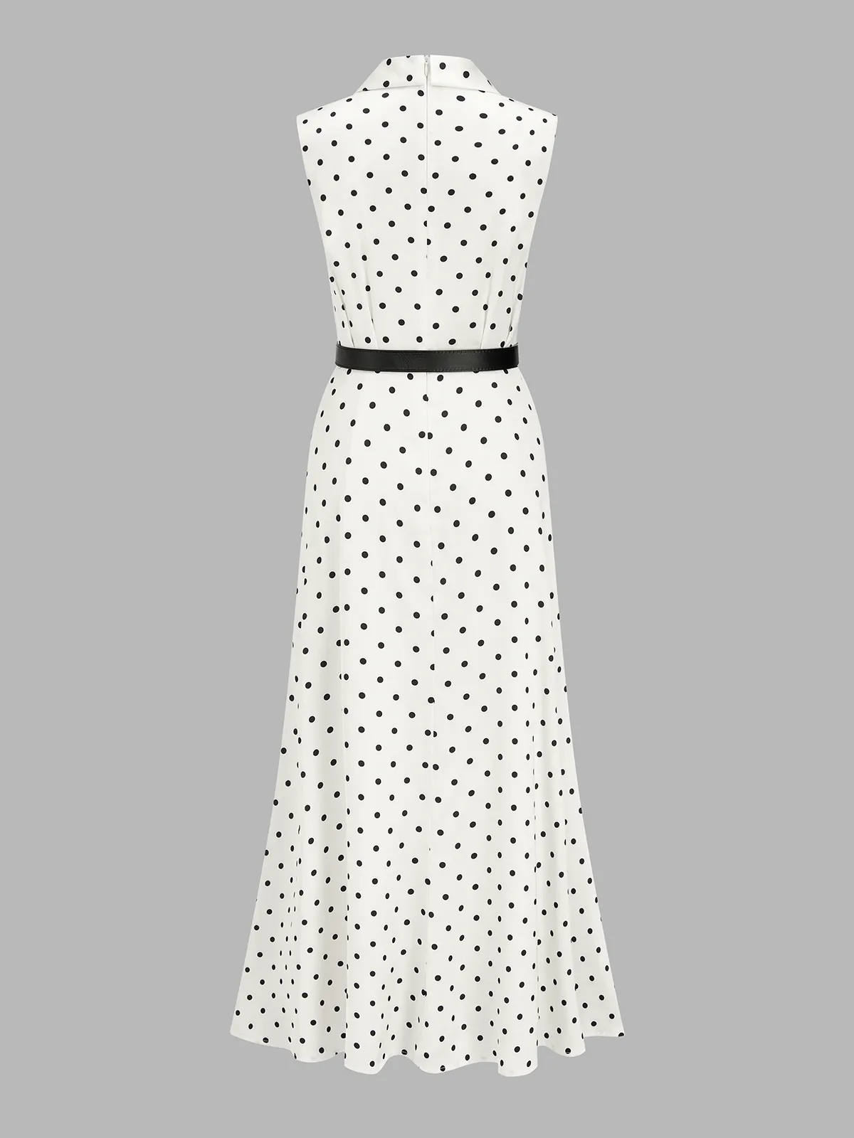 Polka Dot Sleeveless Belted Maxi Dress sold by COMMENSE product image thumbnail 2