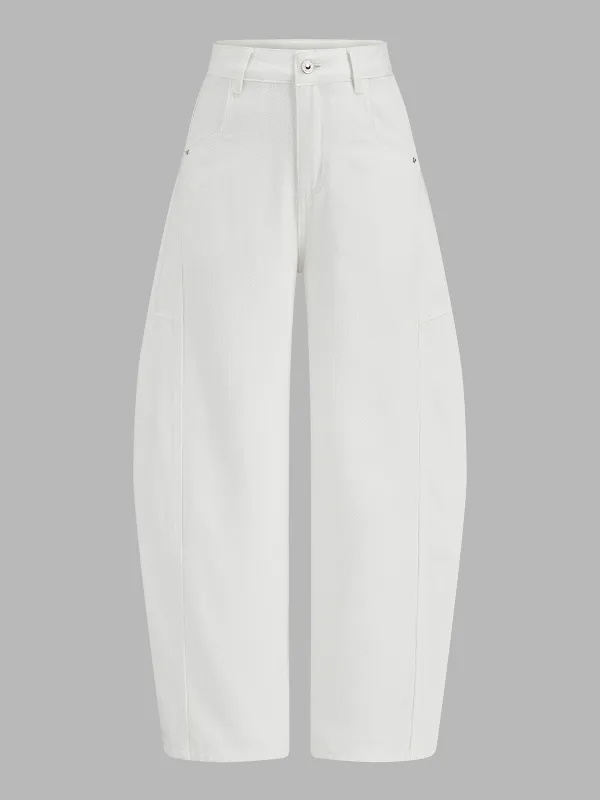 Mid Waist Curved-Leg Jeans made by COMMENSE