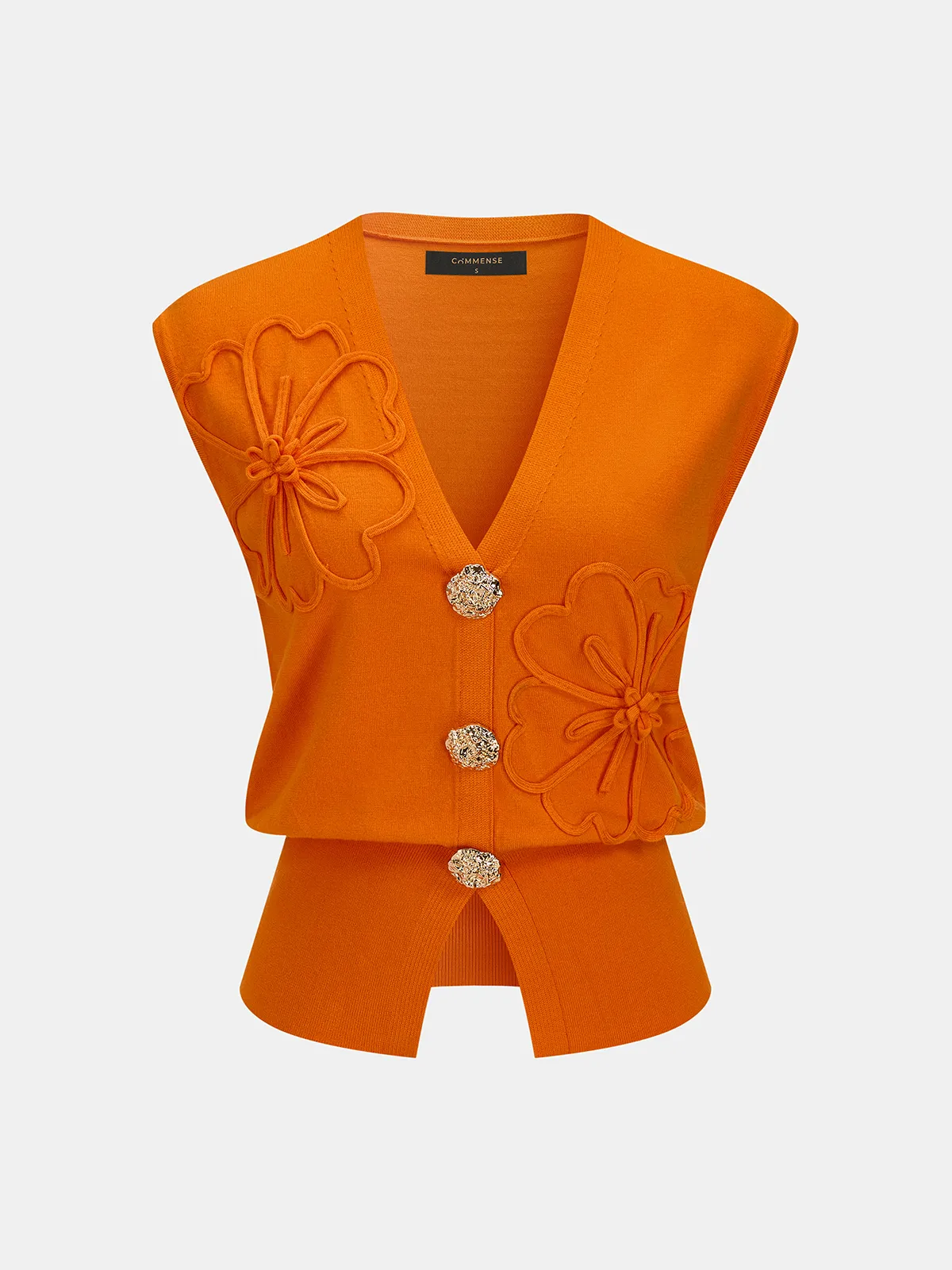3D Floral Appliqué Knit Vest sold by COMMENSE