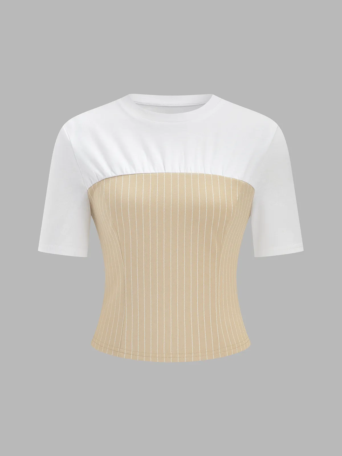 Color Block Striped Short Sleeve Top sold by COMMENSE product image thumbnail 2