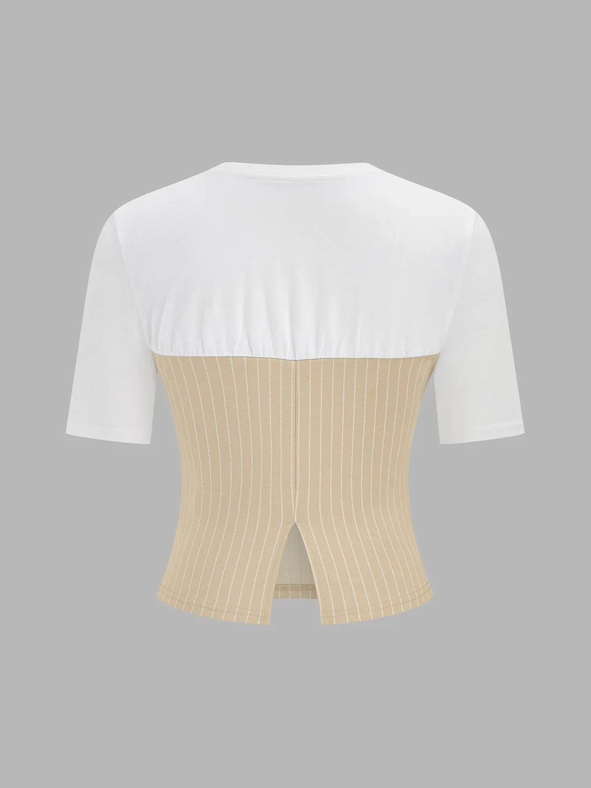 Color Block Striped Short Sleeve Top sold by COMMENSE product image thumbnail 3