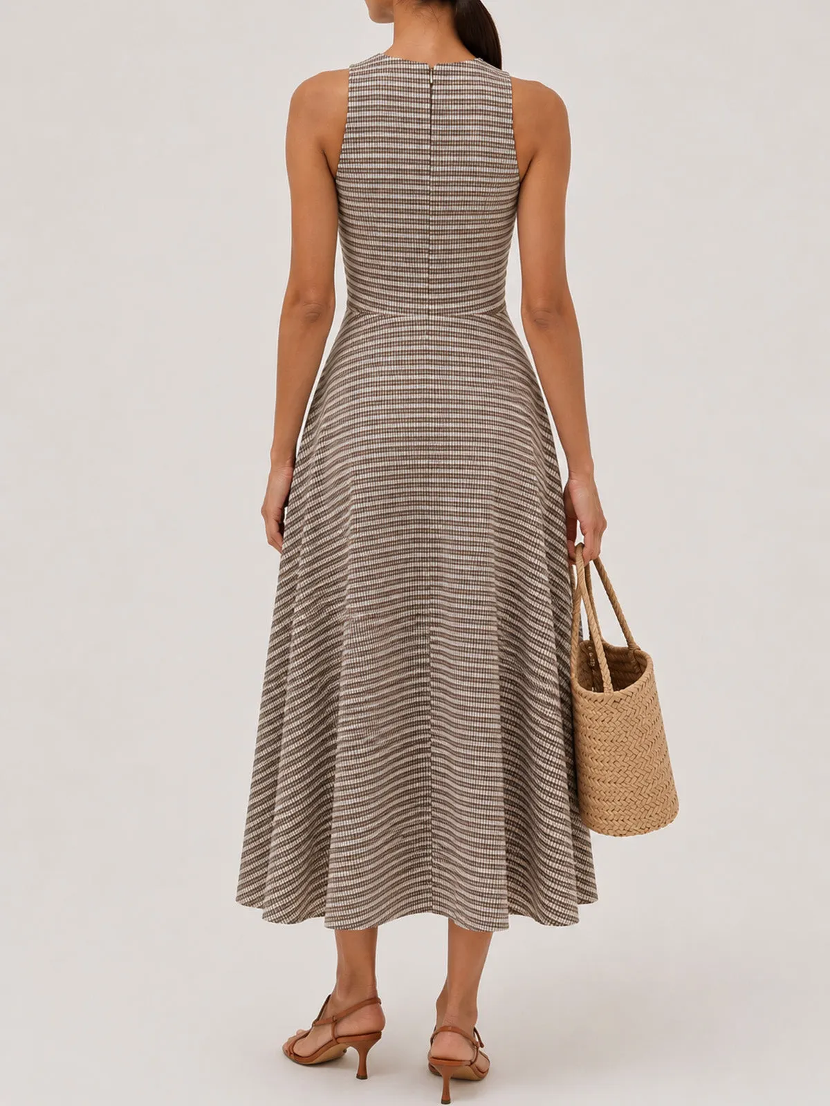 Textured Striped Sleeveless Asymmetrical Dress sold by COMMENSE product image thumbnail 2