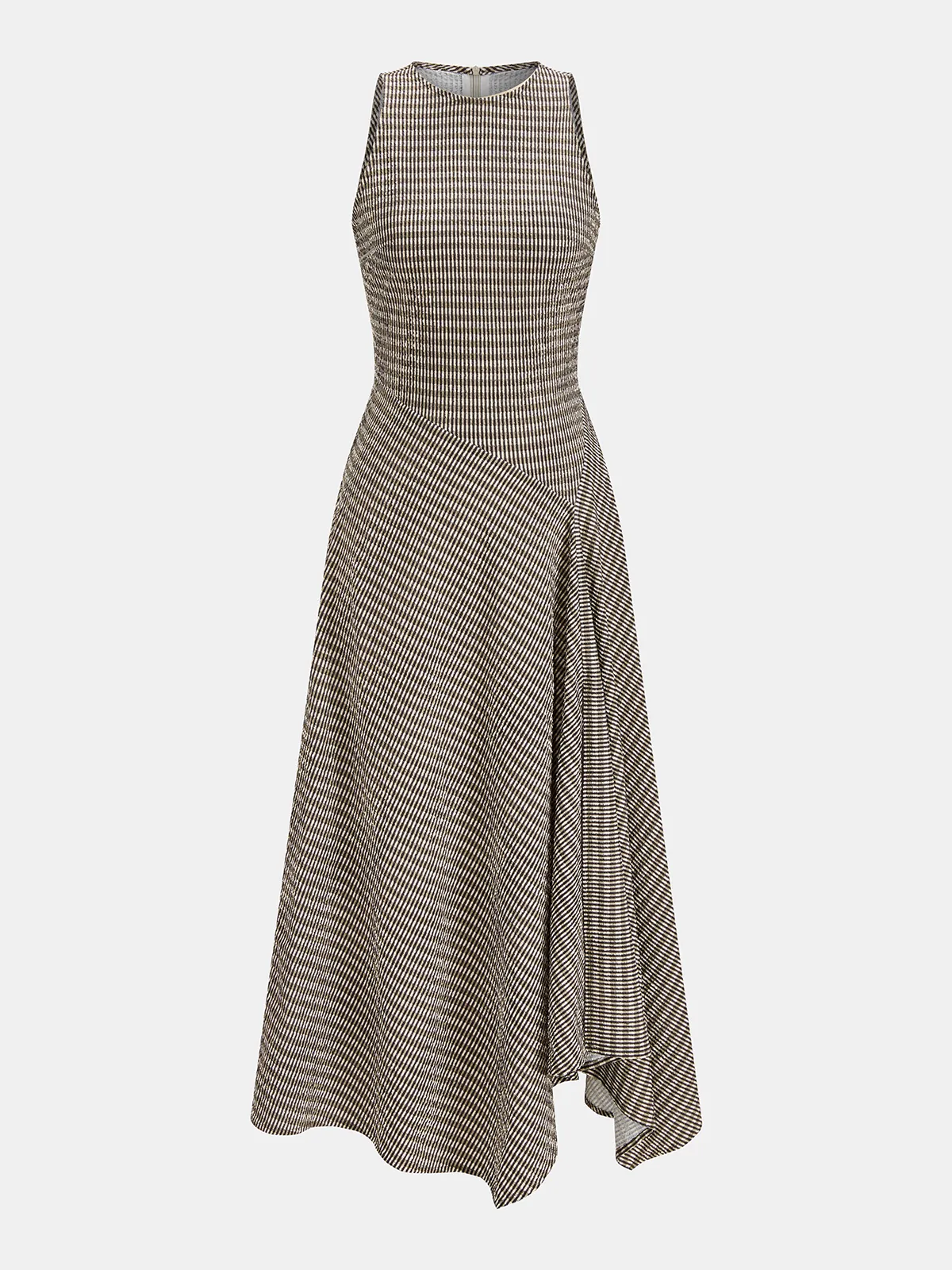 Textured Striped Sleeveless Asymmetrical Dress sold by COMMENSE product image thumbnail 3