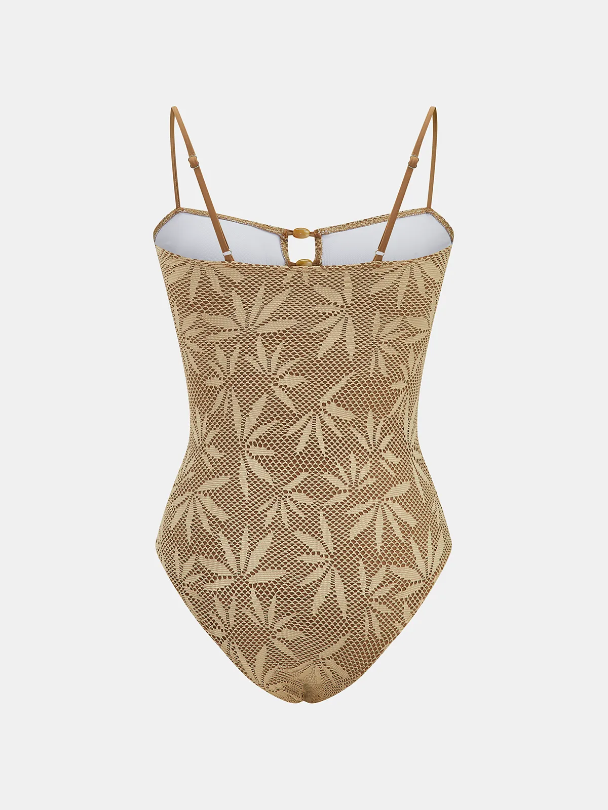 Bead Accent Leaf Lace One-Piece Swimsuit sold by COMMENSE product image thumbnail 3
