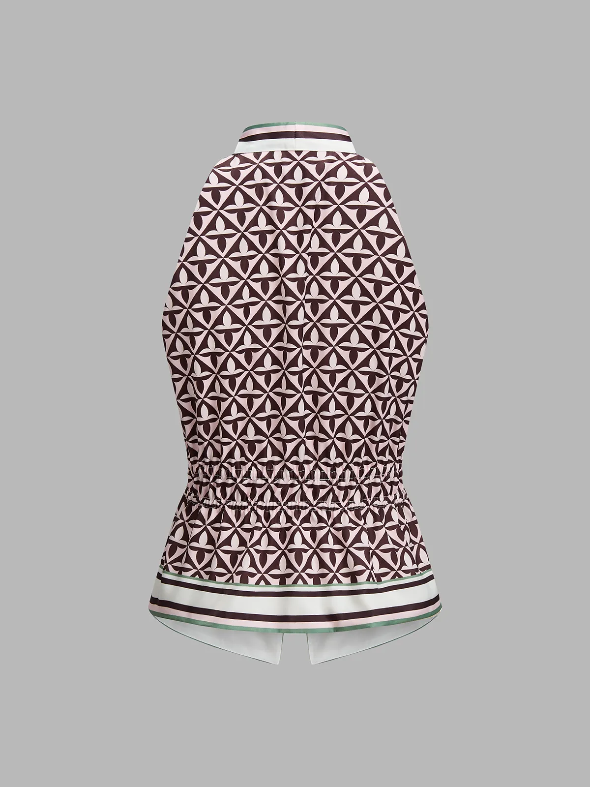 Geometric Print Cinched Waist Satin Top sold by COMMENSE product image thumbnail 3