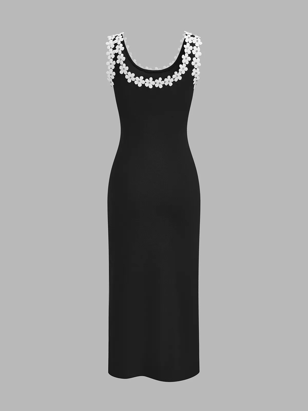 3D Floral Neckline Bodycon Midi Dress sold by COMMENSE product image thumbnail 5