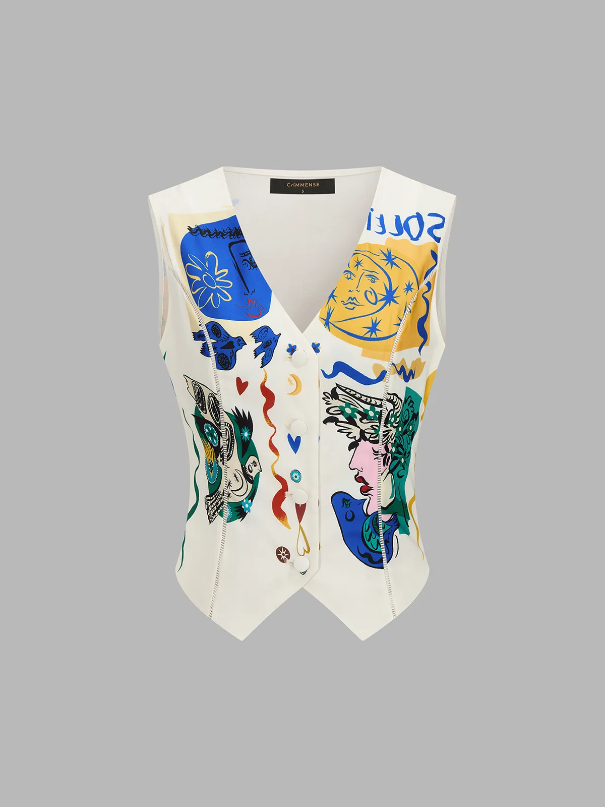 Abstract Art Print Vest & Shorts Set sold by COMMENSE product image thumbnail 3