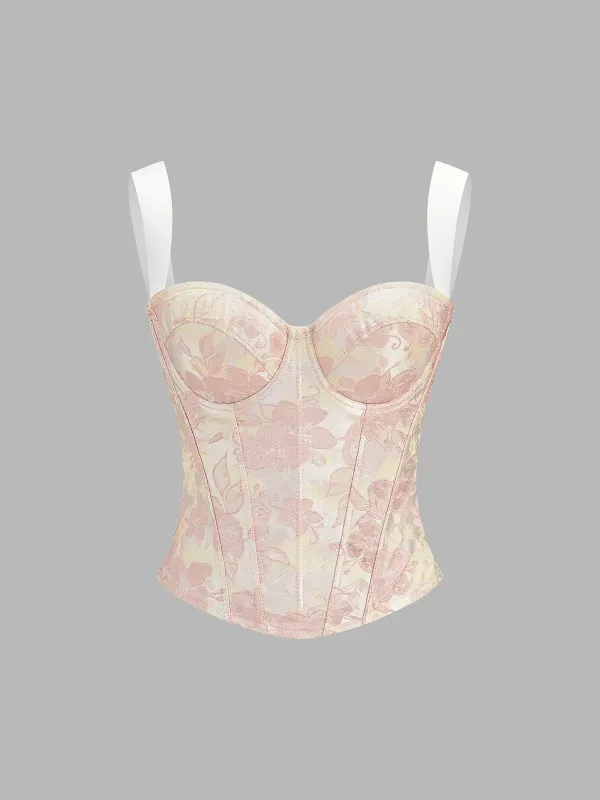 Floral Jacquard Corset Top made by COMMENSE
