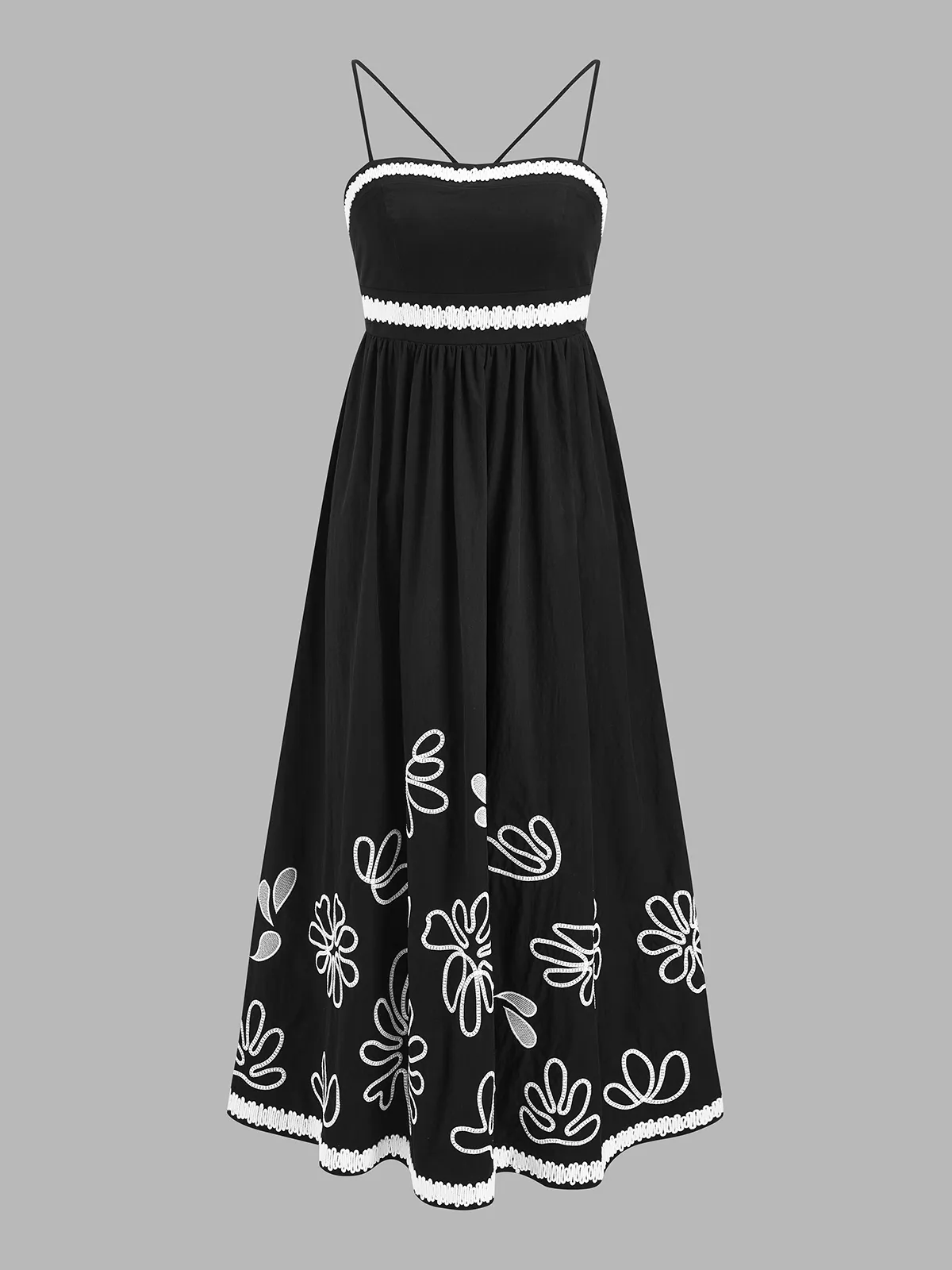 Cotton-Blend Embroidered Floral Midi Cami Dress sold by COMMENSE product image thumbnail 2