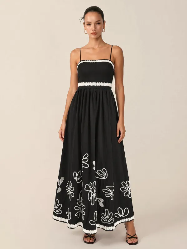Cotton-Blend Embroidered Floral Midi Cami Dress made by COMMENSE