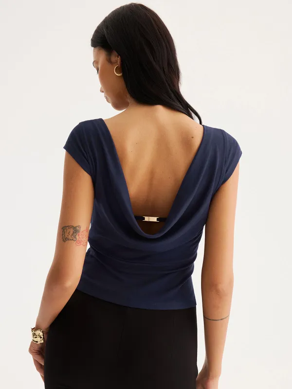 Double-Layer Front Cowl Back Cap Sleeve Top made by COMMENSE
