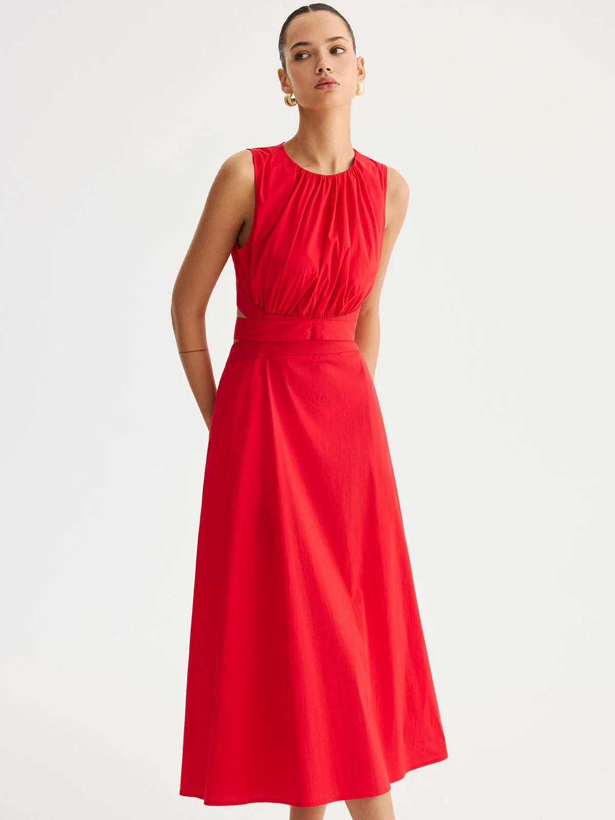 Tie-Back Cut-Out Waist Maxi Dress sold by COMMENSE product image thumbnail 5