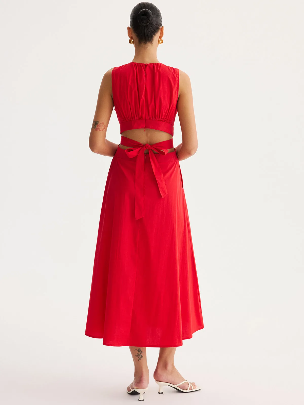 Tie-Back Cut-Out Waist Maxi Dress sold by COMMENSE product image thumbnail 2