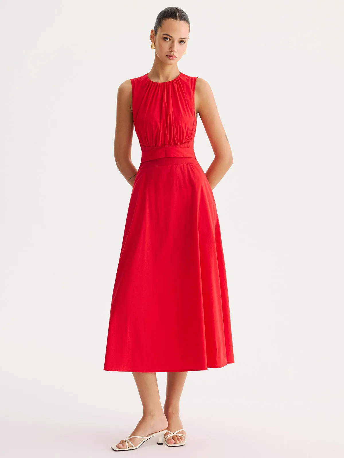 Tie-Back Cut-Out Waist Maxi Dress sold by COMMENSE product image thumbnail 3