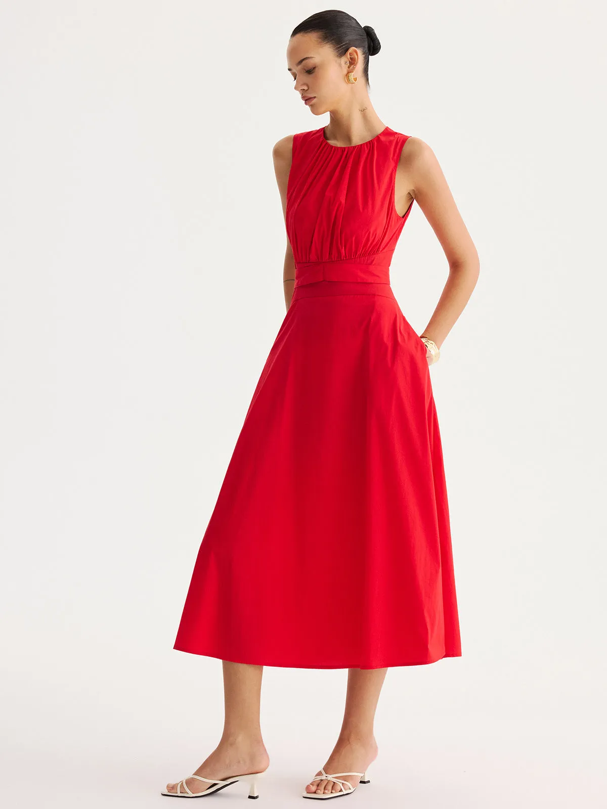 Tie-Back Cut-Out Waist Maxi Dress sold by COMMENSE product image thumbnail 4