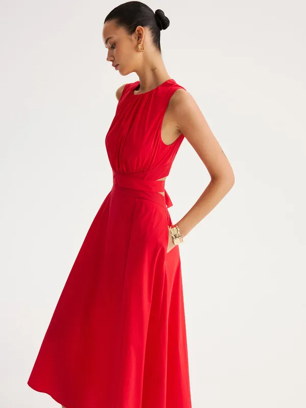 Tie-Back Cut-Out Waist Maxi Dress made by COMMENSE