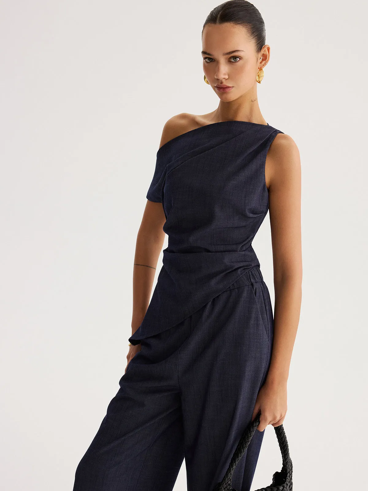 Asymmetrical Off-Shoulder Top & Pants Set sold by COMMENSE product image thumbnail 5